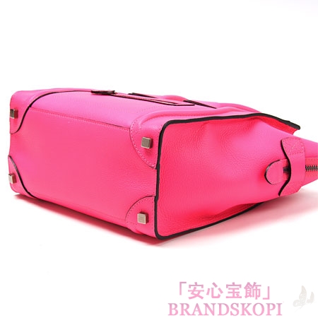 セリーヌ/CELINE/ レザーハンドバッグ/LUGGEGE/ラゲージ マイクロショッパー /フラミンゴピンク16779-3lug-24fp。