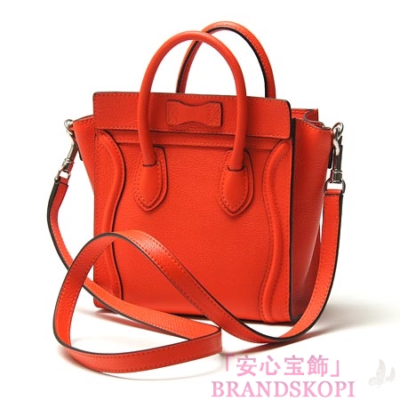 セリーヌ/CELINE/ レザーハンドバッグ（２ＷＡＹ仕様）/LUGGEGE/ラゲージ ナノショッパー /Vermillion 16824-3lug-27vl