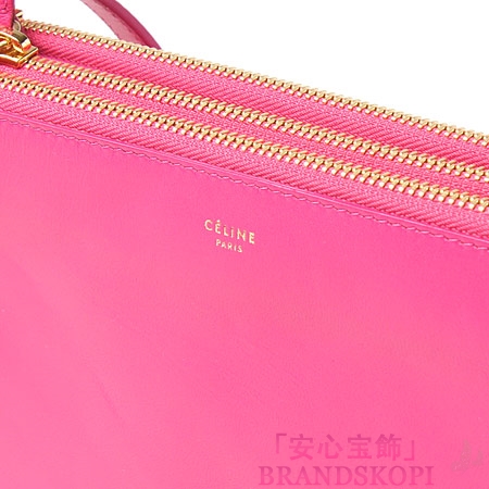 セリーヌ/CELINE/ レザーショルダーバッグ/TRIO/トリオ /ショッキングピンク 16511-3eta-27hb