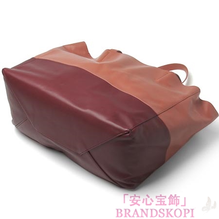 セリーヌ/CELINE/ レザー トートバッグ/CABAS カバ /アズキ×ボルドー16926-3ebt-28ta