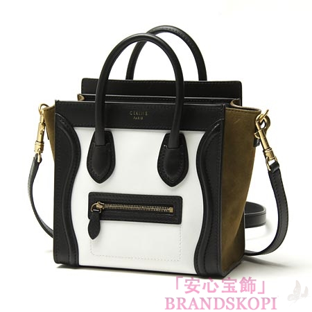 セリーヌ/CELINE/ レザーハンドバッグ（２ＷＡＹ仕様）/LUGGEGE/ラゲージ ナノショッパー /White 16824-3psj-01bc