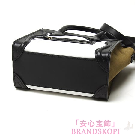 セリーヌ/CELINE/ レザーハンドバッグ（２ＷＡＹ仕様）/LUGGEGE/ラゲージ ナノショッパー /White 16824-3psj-01bc