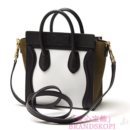 セリーヌ/CELINE/ レザーハンドバッグ（２ＷＡＹ仕様）/LUGGEGE/ラゲージ ナノショッパー /White 16824-3psj-01bc