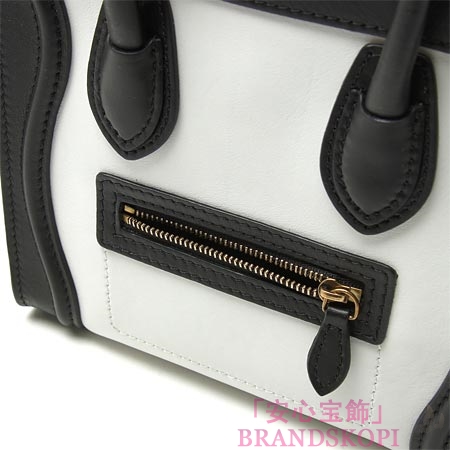 セリーヌ/CELINE/ レザーハンドバッグ（２ＷＡＹ仕様）/LUGGEGE/ラゲージ ナノショッパー /White 16824-3psj-01bc