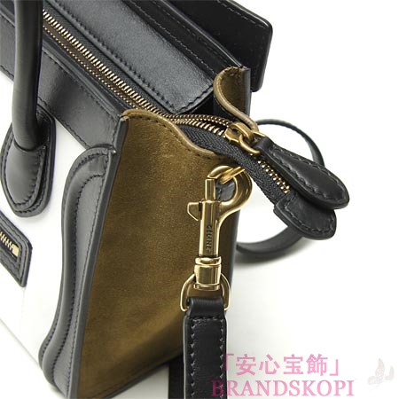 セリーヌ/CELINE/ レザーハンドバッグ（２ＷＡＹ仕様）/LUGGEGE/ラゲージ ナノショッパー /White 16824-3psj-01bc