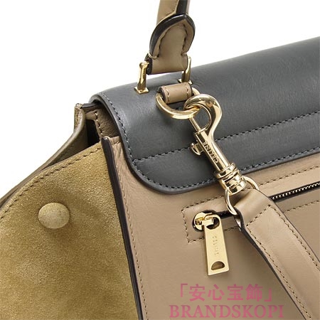セリーヌ レザーハンドバッグ（２ＷＡＹ仕様）トラペーズ /オリーブグリーン×ブラック×ベージュ16954-3mdc-310v