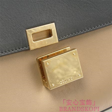 セリーヌ レザーハンドバッグ（２ＷＡＹ仕様）トラペーズ /オリーブグリーン×ブラック×ベージュ16954-3mdc-310v