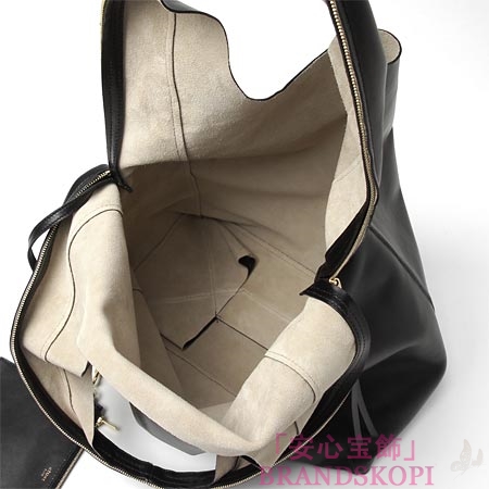 セリーヌ/CELINE/ レザーショルダーバッグ/SOFT CABAS /ブラック17052-3lhk-38no