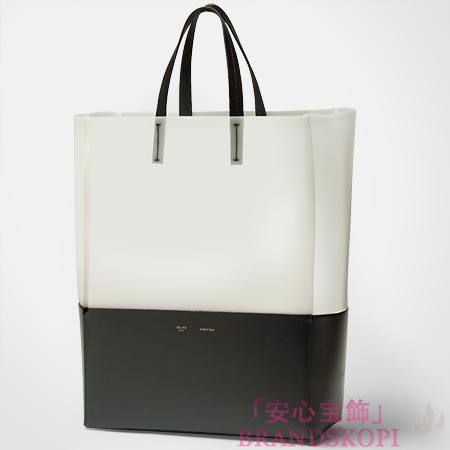 セリーヌ/CELINE/ レザー トートバッグ/CABAS /ブラック×ホワイト16555-7khe-01bc