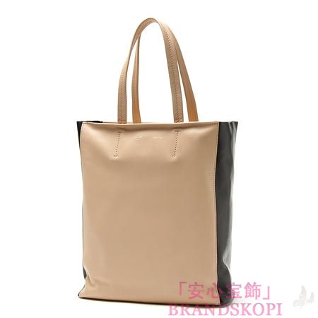 セリーヌ/CELINE/ レザー トートバッグ/SMALL SIDE ZIP CABAS /ベージュ×ブラック16845-3hbt