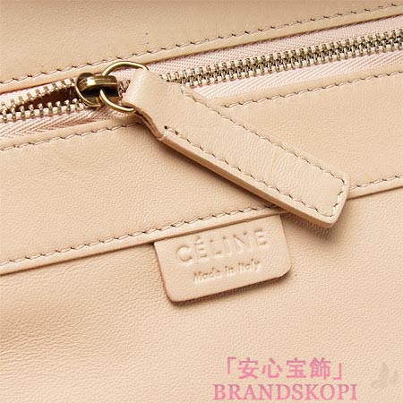 セリーヌ/CELINE/ レザー トートバッグ/SMALL SIDE ZIP CABAS /ベージュ×ブラック16845-3hbt