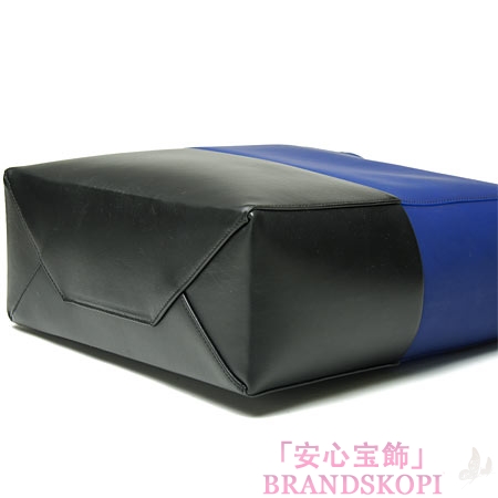 セリーヌ/CELINE/ レザー トートバッグ/CABAS /ブラック×ブルー16555-7khe-06lo