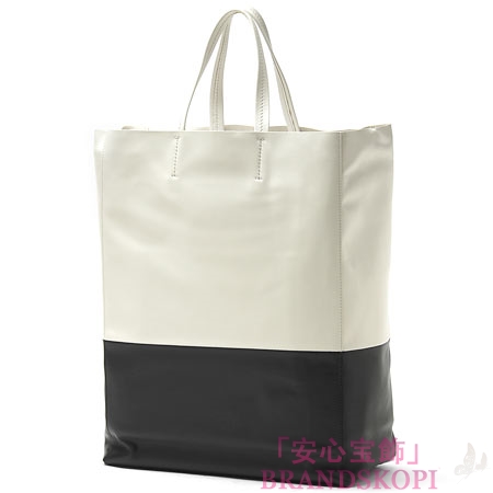 セリーヌ/CELINE/ レザー トートバッグ/CABAS カバ /White/Black 16555-3ebt-01wb