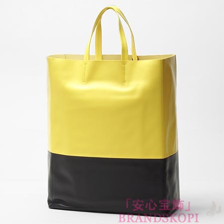 セリーヌ/CELINE/ レザー トートバッグ/CABAS カバ /イエロー×ブラック16555-3ebt-11yn