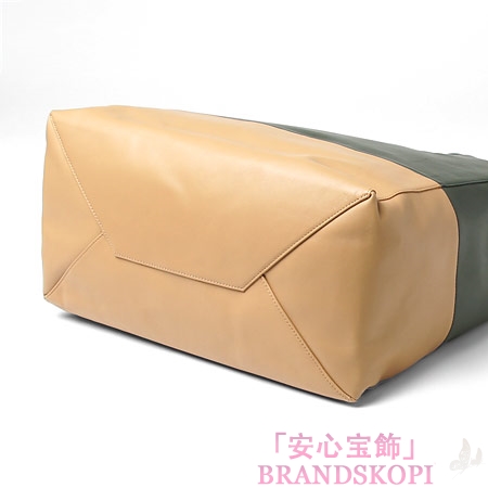 セリーヌ/CELINE/ レザー トートバッグ/CABAS /オリーブグリーン×ベージュ16926-3ebt-31gn