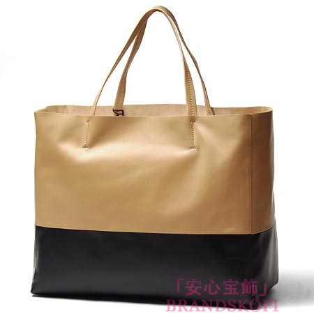 セリーヌ/CELINE/ レザー トートバッグ/CABAS /ベージュ×ブラック16926-3ebt-03nd