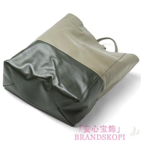 セリーヌ/CELINE/ レザー トートバッグ/CABAS カバ /オールドグリーン×ボトルグリーン 16555-3ebt-09tm