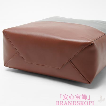 セリーヌ/CELINE/ レザー トートバッグ/CABAS カバ /グレー×ブラウン16555-3ebt-10gr