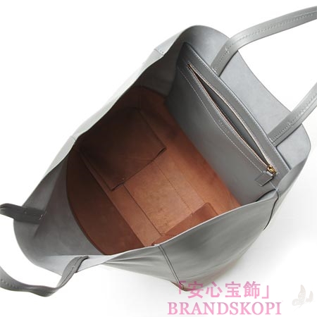 セリーヌ/CELINE/ レザー トートバッグ/CABAS カバ /グレー×ブラウン16555-3ebt-10gr