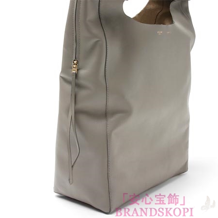 セリーヌ/CELINE/ レザーショルダーバッグ/SOFT CABAS /グレー17052-3lhk-10dc 