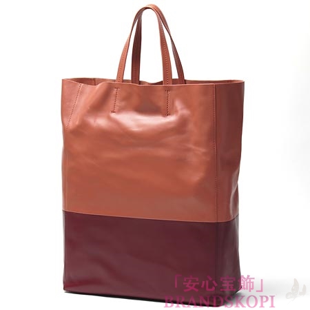 セリーヌ/CELINE/ レザートートバッグ/CABAS カバ /アズキ×バーガンディ16555-3ebt-28ta