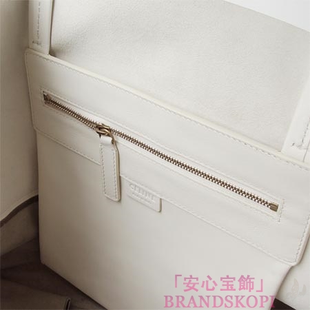 セリーヌ/CELINE/ レザー トートバッグ/CABAS カバ /オフホワイト×ウィローグリーン16926-3ebt-010w