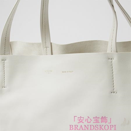 セリーヌ/CELINE/ レザー トートバッグ/CABAS カバ /オフホワイト×ウィローグリーン16926-3ebt-010w