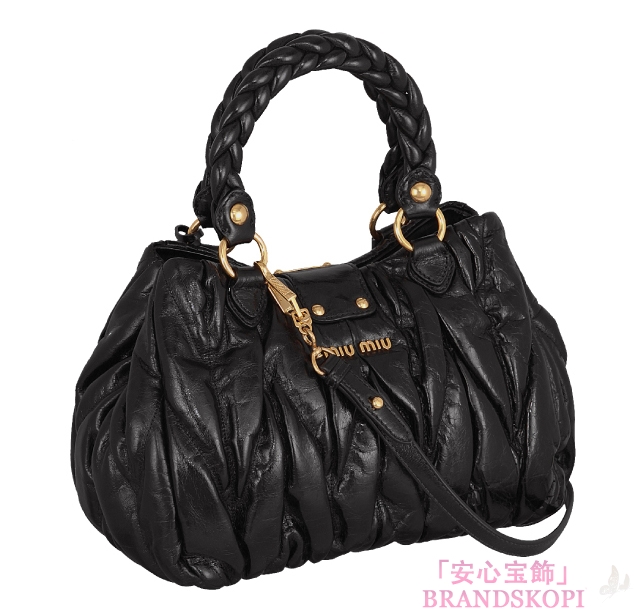ミュウ ミュウ　12/13年秋冬新作MATELASSE LUXショルダー付 ハンドバッグ RN0473 QI9 F0002