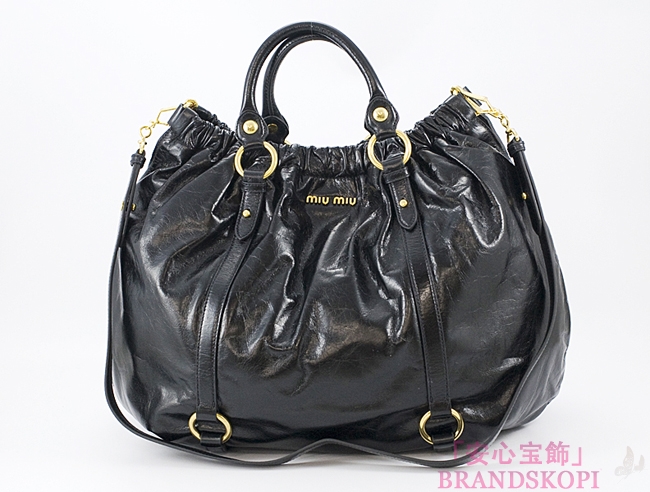 ミュウミュウ(miumiu) - RR1708VIT.LUX NER　ショルダー付きハンドバッグ