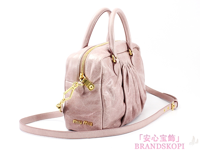 ミュウミュウ(miumiu) - RL0048VI LUX MUGHETボックス型ハンドバッグSD付き