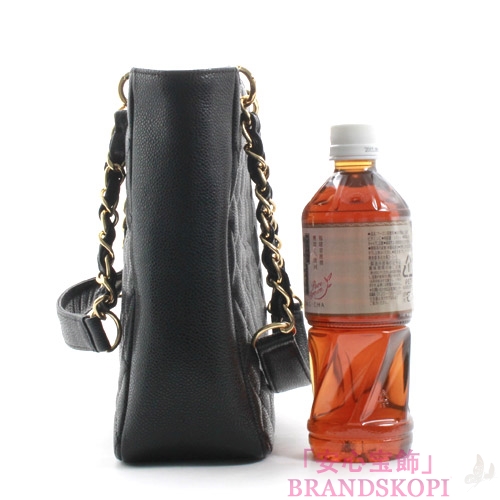 シャネル CHANEL キャビアスキン ショルダーバッグ ブラック＆ゴールド A50994