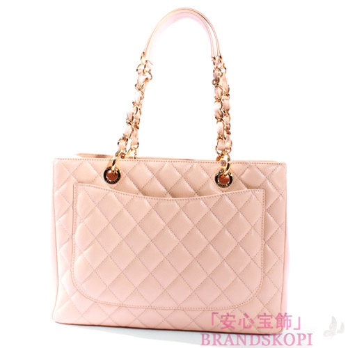 シャネル CHANEL キャビアスキン トートバッグ ベージュ＆ゴールド A50995