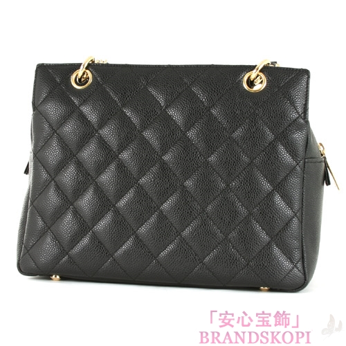 シャネル CHANEL マトラッセライン キャビアスキン ショルダーバッグ ブラック A18004