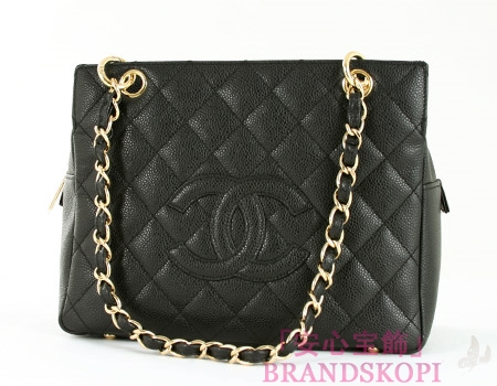 シャネル CHANEL マトラッセライン キャビアスキン ショルダーバッグ ブラック A18004