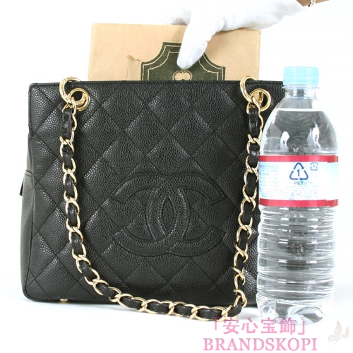 シャネル CHANEL マトラッセライン キャビアスキン ショルダーバッグ ブラック A18004