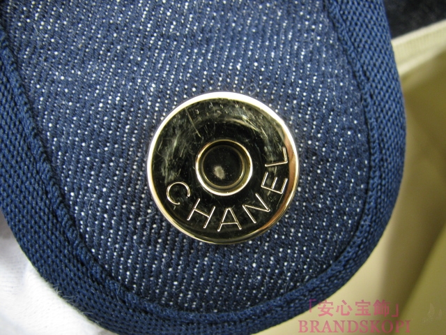 CHANEL（シャネル）ドーヴィルライン/DEAUVILLE/チェーントートバッグ/ネイビー（金具：ゴールド）/デニム（キャンバス）A67001