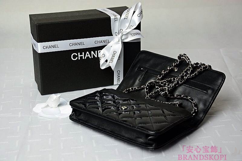 CHANEL(シャネル)/チェーンウォレット/ショルダーバッグ/ブラック/エナメル/A33814-21