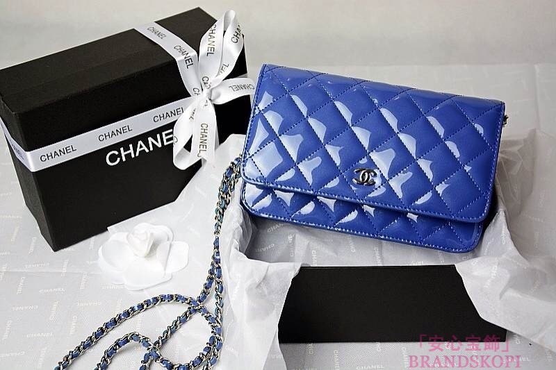 CHANEL(シャネル)/チェーンウォレット/ショルダーバッグ/ブルー/エナメル/A33814-20