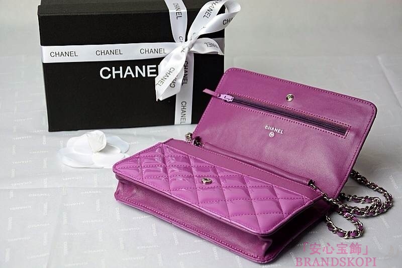 CHANEL(シャネル)/チェーンウォレット/ショルダーバッグ/パープル/エナメル/A33814-19