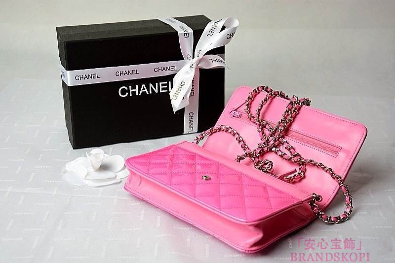 CHANEL(シャネル)/チェーンウォレット/ショルダーバッグ/ピンク/エナメル/A33814-18