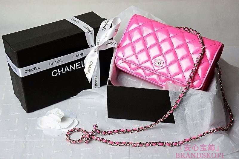 CHANEL(シャネル)/チェーンウォレット/ショルダーバッグ/ピンク/エナメル/A33814-18