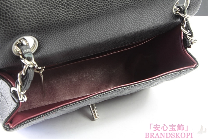 シャネル CHANEL マトラッセライン キャビアスキン ショルダーバッグ ブラック×ゴールド金具/シルバー金具 A1119