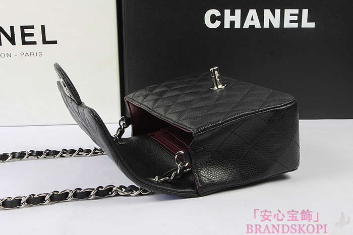 シャネル CHANEL マトラッセライン キャビアスキン ショルダーバッグ ブラック×ゴールド金具/シルバー金具 A1119