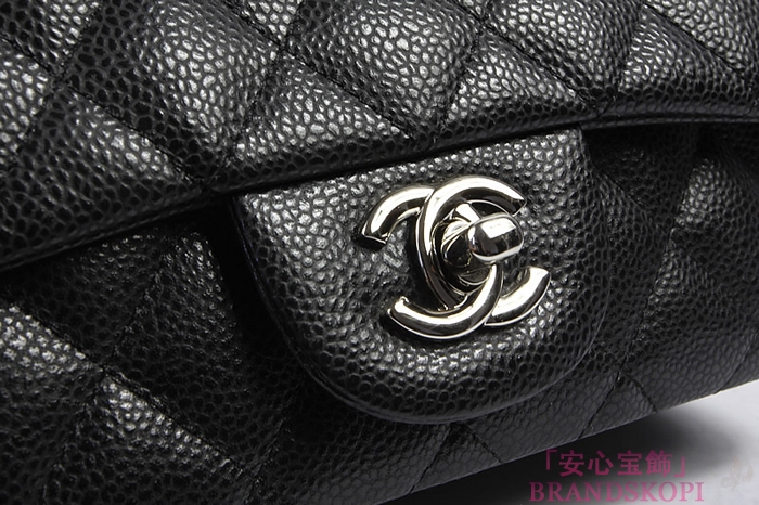 シャネル CHANEL マトラッセライン キャビアスキン ショルダーバッグ ブラック×ゴールド金具/シルバー金具 A1119