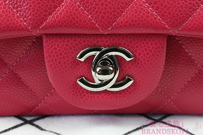 シャネル CHANEL マトラッセライン キャビアスキン ショルダーバッグ ローズ×シルバー金具 A1119