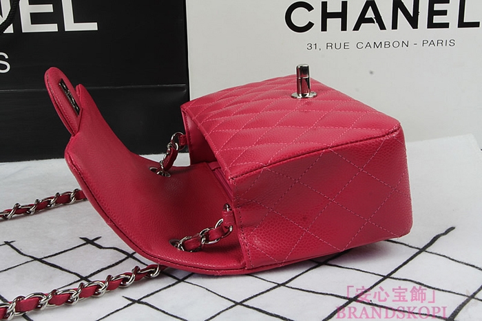 シャネル CHANEL マトラッセライン キャビアスキン ショルダーバッグ ローズ×シルバー金具 A1119