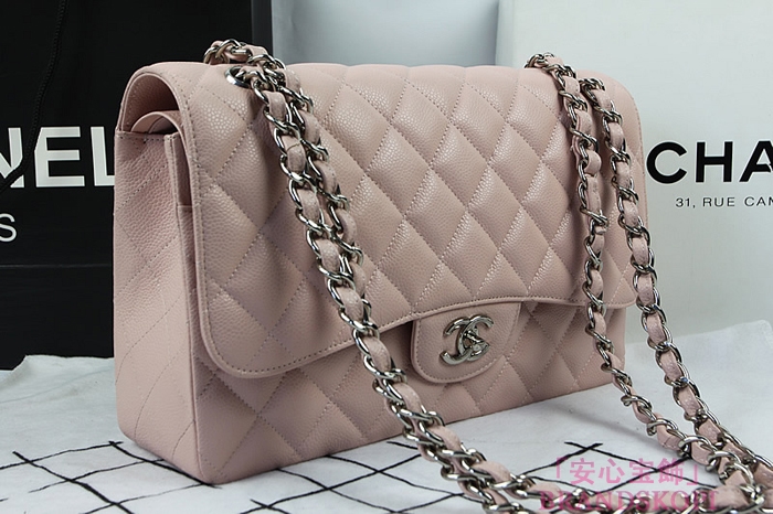 シャネル CHANEL マトラッセライン キャビアスキン ショルダーバッグ ピンク×シルバー金具 A1113