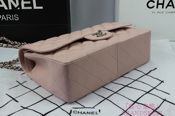 シャネル CHANEL マトラッセライン キャビアスキン ショルダーバッグ ピンク×シルバー金具 A1113