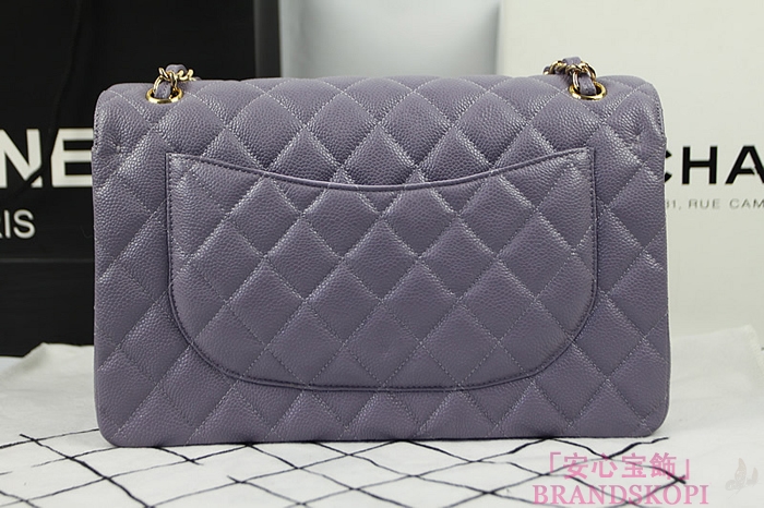 シャネル CHANEL マトラッセライン キャビアスキン ショルダーバッグ グレーとパープル×ゴールド金具 A1113