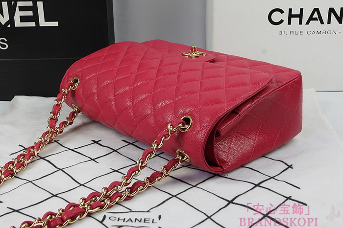 シャネル CHANEL マトラッセライン キャビアスキン ショルダーバッグ ローズ×ゴールド金具 A1113